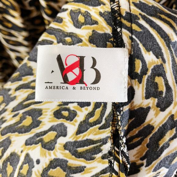 America & Beyond New Maxi Dress Beach Swim Cover Up Leopard Animal Print L Pool - Picture 10 of 11